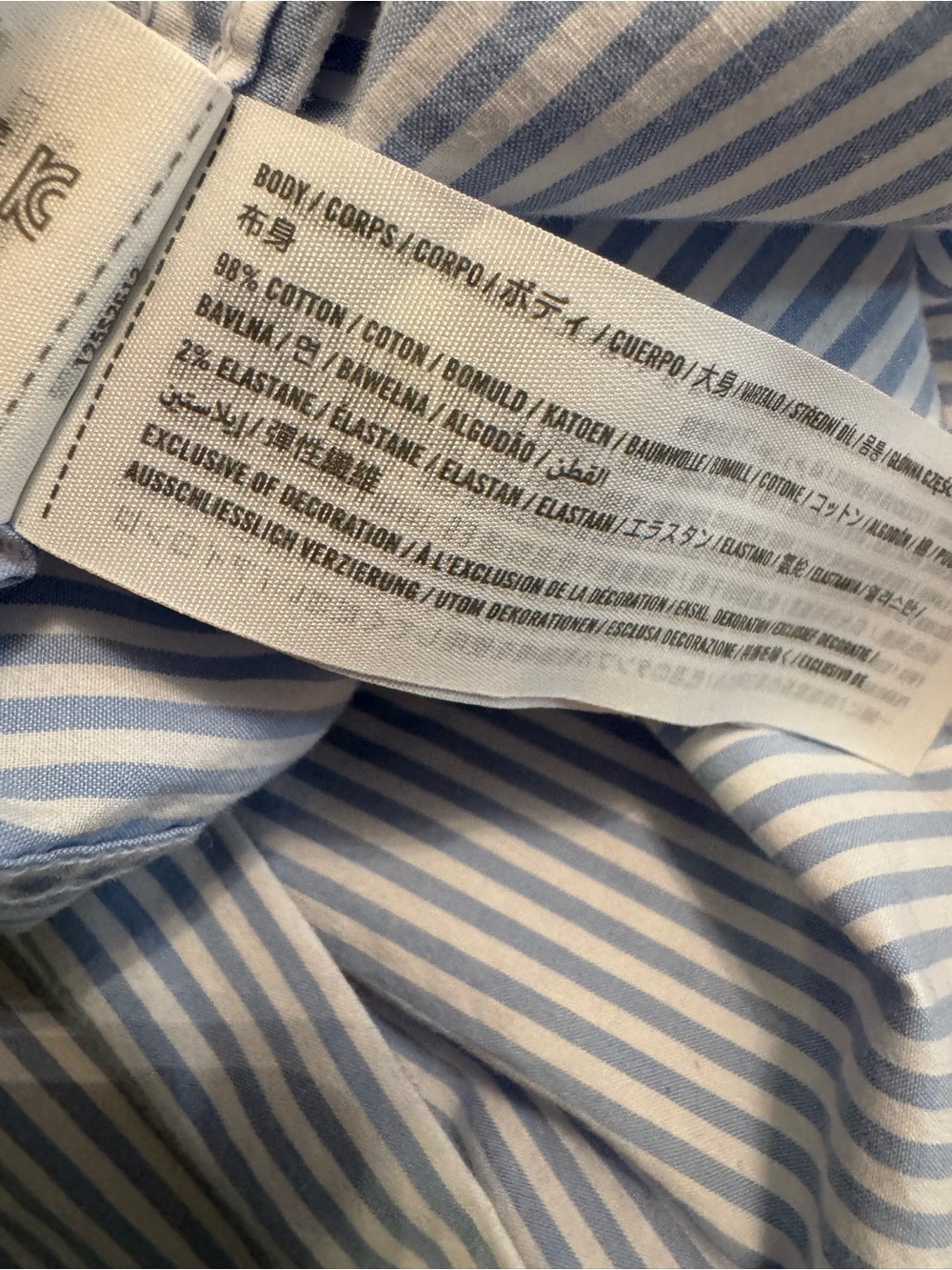 Abercrombie & Fitch Light Blue and White Striped graphic workwear cropped shirt - Picture 11 of 11